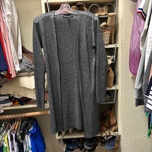Gray Knit Long Cardigan